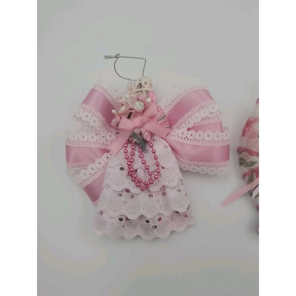 Lot Of 4‎ Handmade Angel Fabric Christmas Tree Ornaments Victorian Style Decor